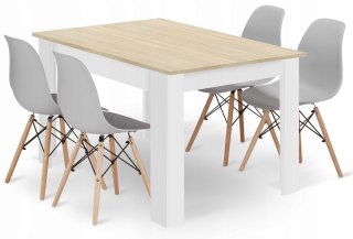 Zestaw stół prostokątny 120x80 dąb sonoma + 4 krzesła szare