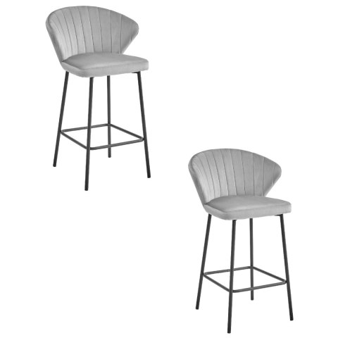 Hoker GATTA - aksamit srebrno-szary / nogi czarne 2 sztuki