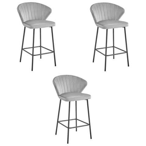 Hoker GATTA - aksamit srebrno-szary / nogi czarne 3 sztuki