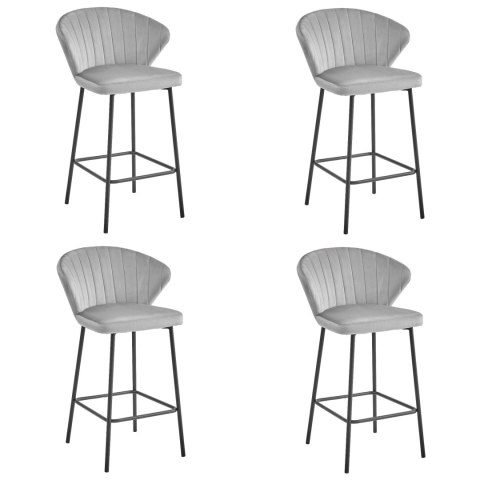 Hoker GATTA - aksamit srebrno-szary / nogi czarne 4 sztuki