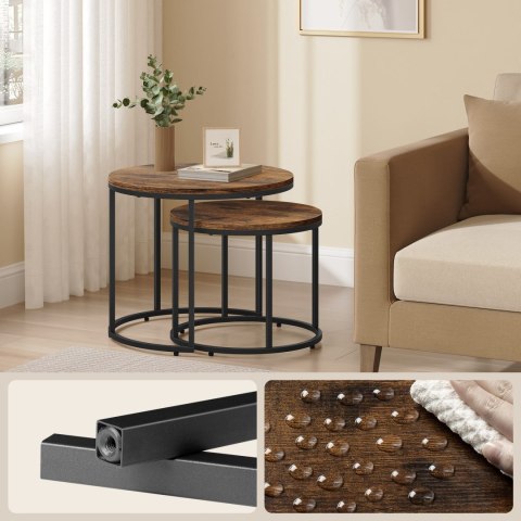 Stolik kawowy okrągły 2szt - rustykalny / nogi czarne