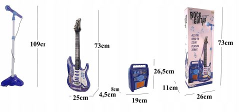 DUŻA GITARA ELEKTRYCZNA WZMACNIACZ MIKROFON 8010 N