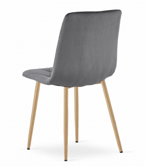 Krzesło LIBRA - ciemny szary aksamit / nogi kolor drewna x 4