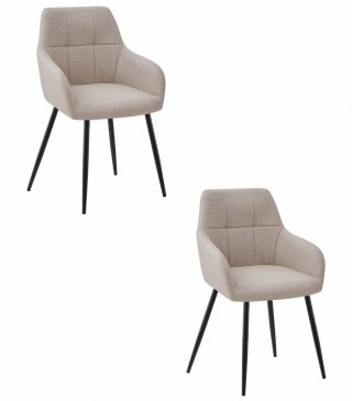 Krzesło BENI - beż tkanina / nogi czarne x 2