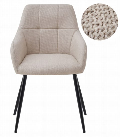 Krzesło BENI - beż tkanina / nogi czarne x 2