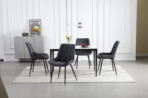 Krzesło BERA - ciemny szary aksamit / nogi czarne x 3