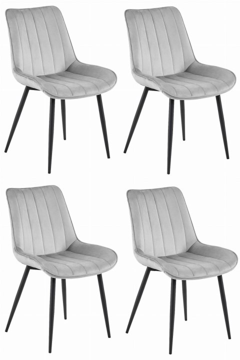 Krzesło SOSA - aksamit srebrno-szary / nogi czarne x 4