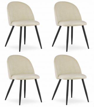 Krzesło BELLO - aksamit beż / nogi czarne x 4