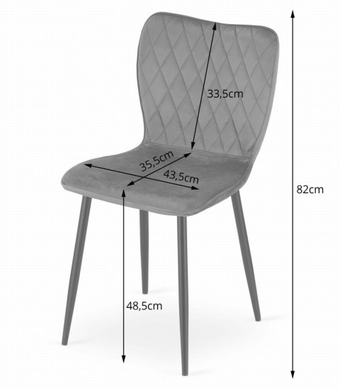 Krzesło FOX - ciemny szary aksamit x 1