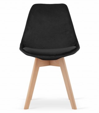 Krzesło NORI - czarny aksamit - nogi naturalne x 1