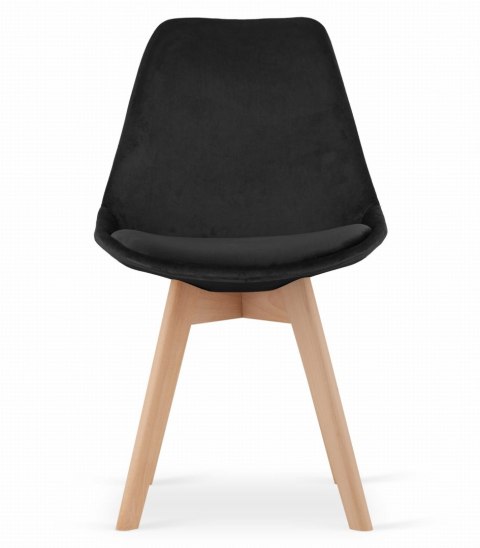 Krzesło NORI - czarny aksamit - nogi naturalne x 1