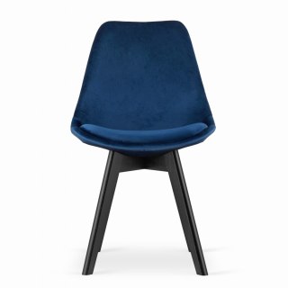 Krzesło NORI - niebieski aksamit - nogi czarne x 1