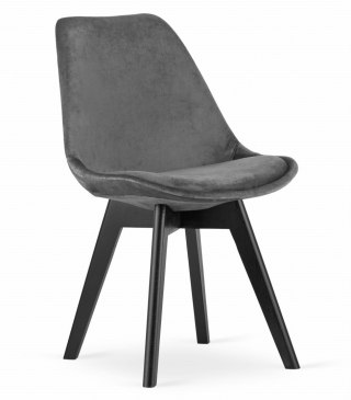 Krzesło NORI - szary ciemny aksamit - nogi czarne x 1