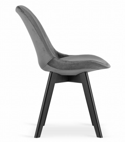 Krzesło NORI - szary ciemny aksamit - nogi czarne x 1