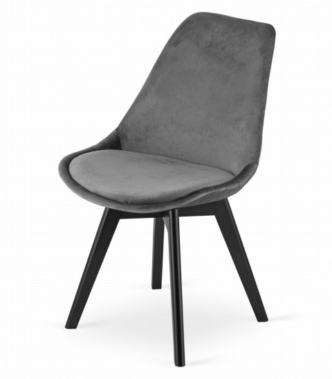 Krzesło NORI - szary ciemny aksamit - nogi czarne x 1