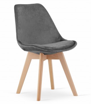 Krzesło NORI - szary ciemny aksamit - nogi naturalne x 1