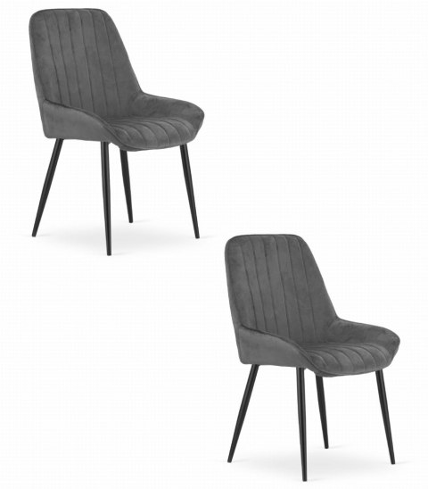 Krzesło LARY - ciemny szary aksamit x 2