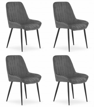 Krzesło LARY - ciemny szary aksamit x 4