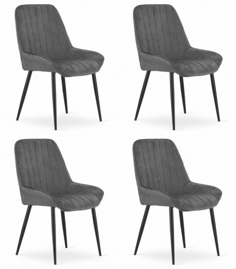 Krzesło LARY - ciemny szary aksamit x 4