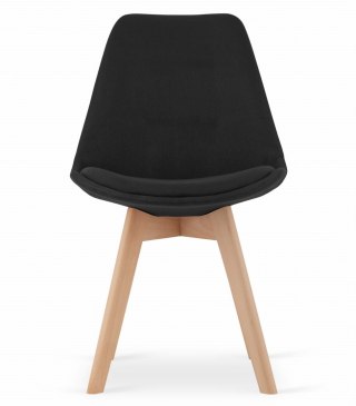 Krzesło NORI - czarny materiał bez guzików - nogi naturalne x 1
