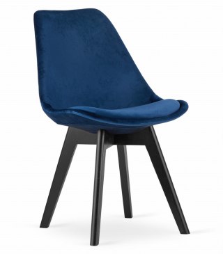 Krzesło NORI - niebieski aksamit - nogi czarne x 2