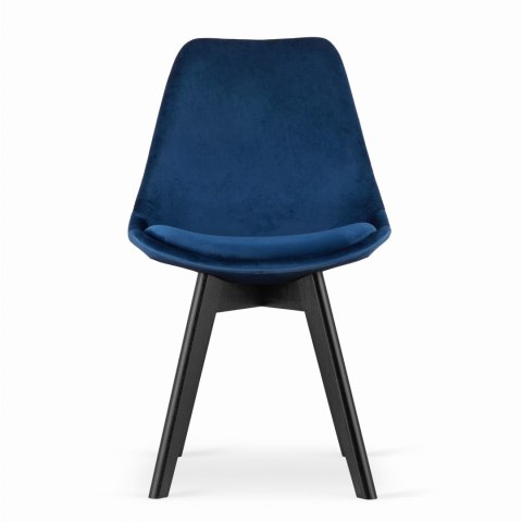 Krzesło NORI - niebieski aksamit - nogi czarne x 4