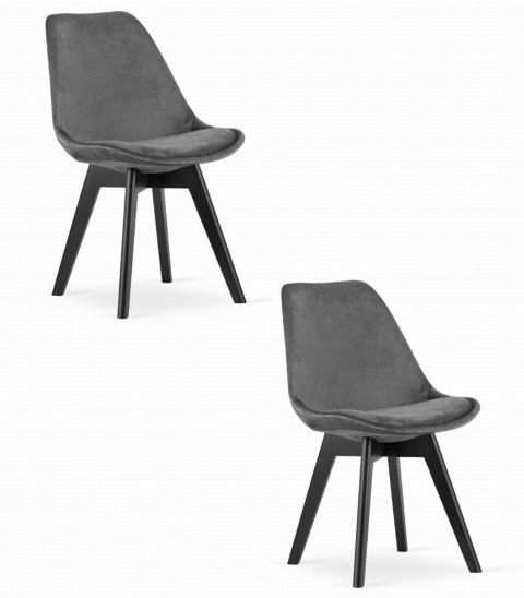 Krzesło NORI - szary ciemny aksamit - nogi czarne x 2