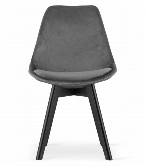 Krzesło NORI - szary ciemny aksamit - nogi czarne x 4