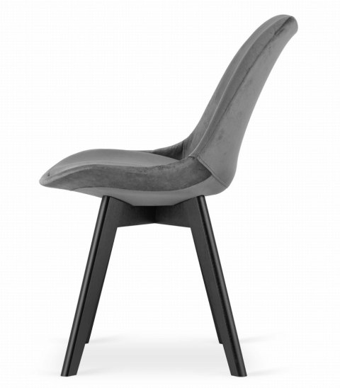 Krzesło NORI - szary ciemny aksamit - nogi czarne x 4