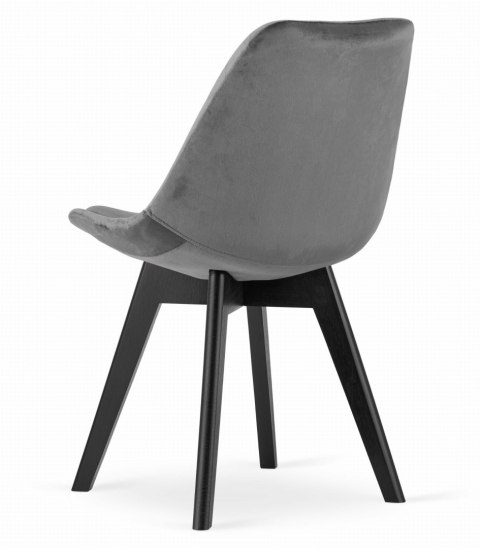 Krzesło NORI - szary ciemny aksamit - nogi czarne x 4