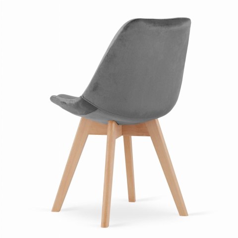 Krzesło NORI - szary ciemny aksamit - nogi naturalne x 2
