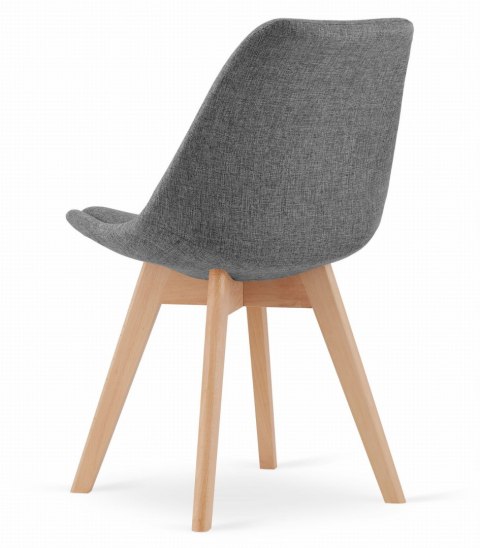 Krzesło NORI - szary materiał bez guzików - nogi naturalne x 1