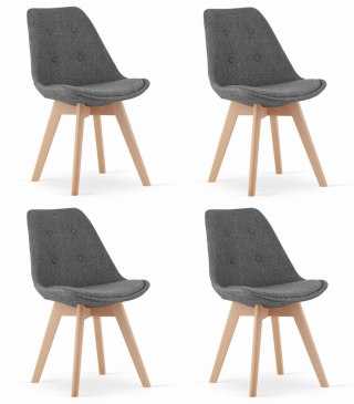 Krzesło NORI - szary materiał - nogi naturalne x 4