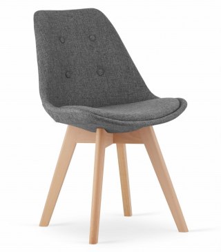 Krzesło NORI - szary materiał - nogi naturalne x 4