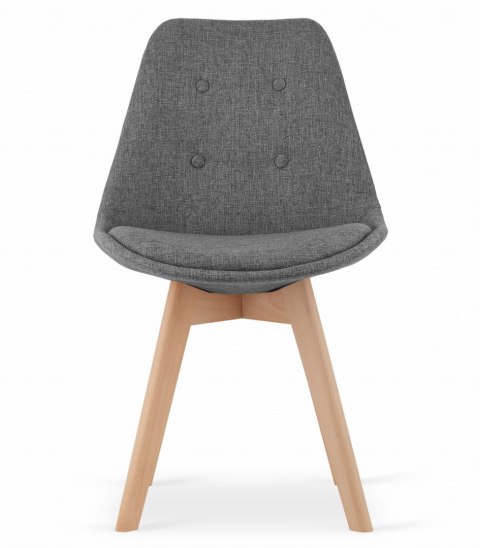 Krzesło NORI - szary materiał - nogi naturalne x 4