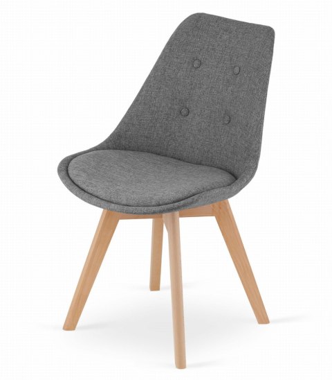 Krzesło NORI - szary materiał - nogi naturalne x 4