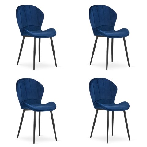 Krzesło TERNI - niebieski aksamit x 4