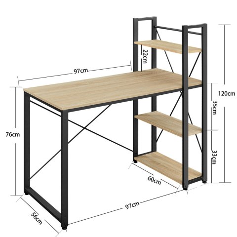 Biurko Komputerowe z regałem dąb sonoma