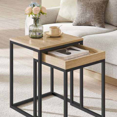 Stolik Kawowy 2-częściowy - sonoma / czarny