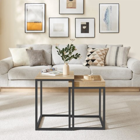 Stolik Kawowy 2-częściowy - sonoma / czarny