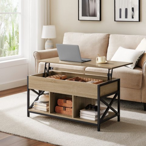 STOLIK KAWOWY Z WYSUWANYM BLATEM DĄB SONOMA/ CZARNY 100CM