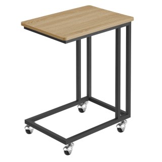 STOLIK BOCZNY MOBILNY NA KÓŁKACH DĄB SONOMA/ CZARNY
