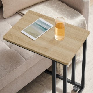 STOLIK BOCZNY MOBILNY NA KÓŁKACH DĄB SONOMA/ CZARNY