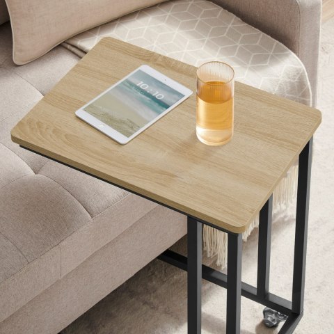 STOLIK BOCZNY MOBILNY NA KÓŁKACH DĄB SONOMA/ CZARNY