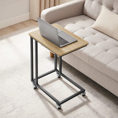 STOLIK BOCZNY MOBILNY NA KÓŁKACH DĄB SONOMA/ CZARNY