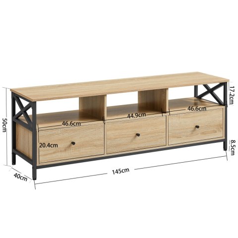 SZAFKA RTV 145 CM DĄB SONOMA/ CZARNY LOFT