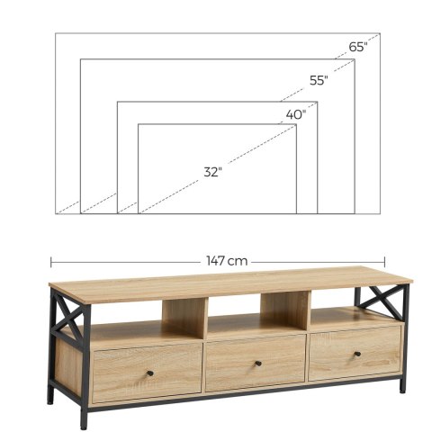 SZAFKA RTV 145 CM DĄB SONOMA/ CZARNY LOFT