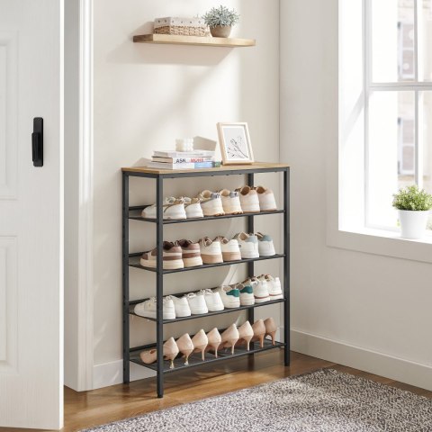 Szafka regał na buty z półką 75 cm dąb sonoma/ czarny loft