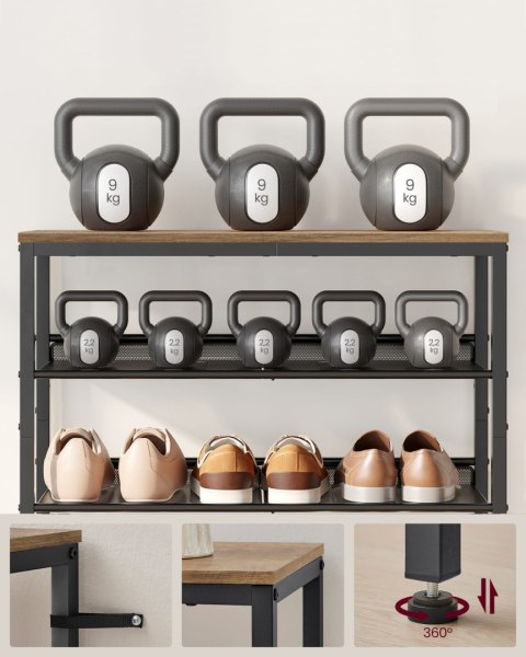 Szafka regał na buty z półką 75 cm dąb sonoma/ czarny loft