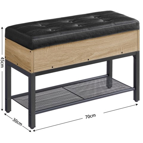 Szafka na Buty z Siedziskiem z ekoskóry - sonoma